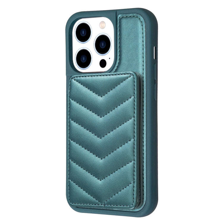 BF26 Wave Pattern Card Bag Holder Phone Case, For iPhone 14 Pro Max, For iPhone 15, For iPhone SE...