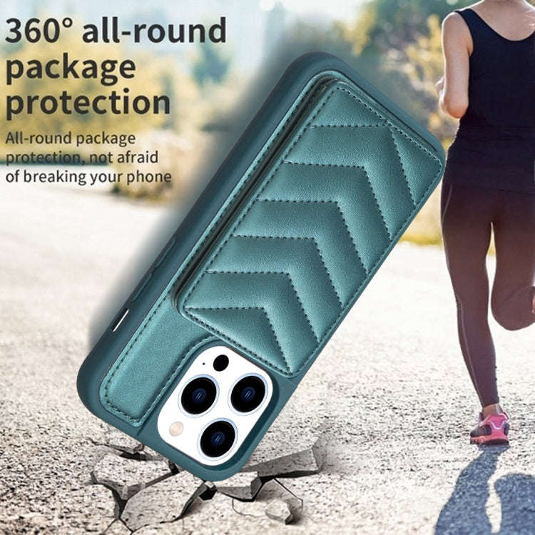 BF26 Wave Pattern Card Bag Holder Phone Case, For iPhone 14 Pro Max, For iPhone 15, For iPhone SE...