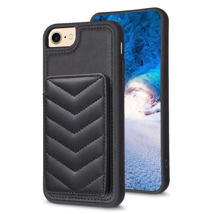 BF26 Wave Pattern Card Bag Holder Phone Case, For iPhone 14 Pro Max, For iPhone 15, For iPhone SE...