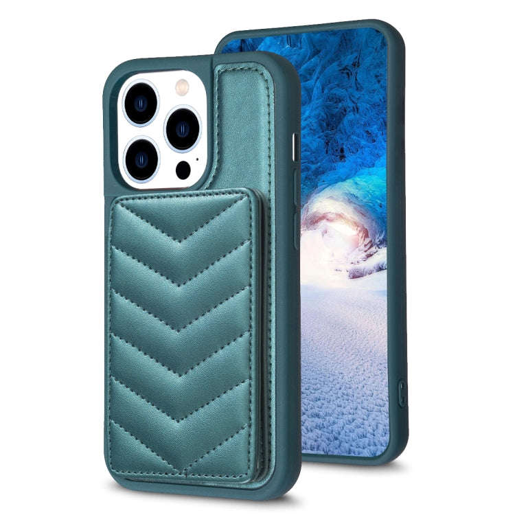 BF26 Wave Pattern Card Bag Holder Phone Case, For iPhone 14 Pro Max, For iPhone 15, For iPhone SE...