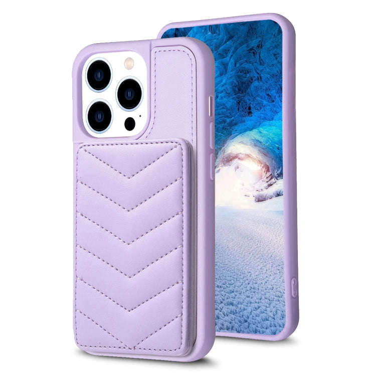 BF26 Wave Pattern Card Bag Holder Phone Case, For iPhone 14 Pro Max, For iPhone 15, For iPhone SE...
