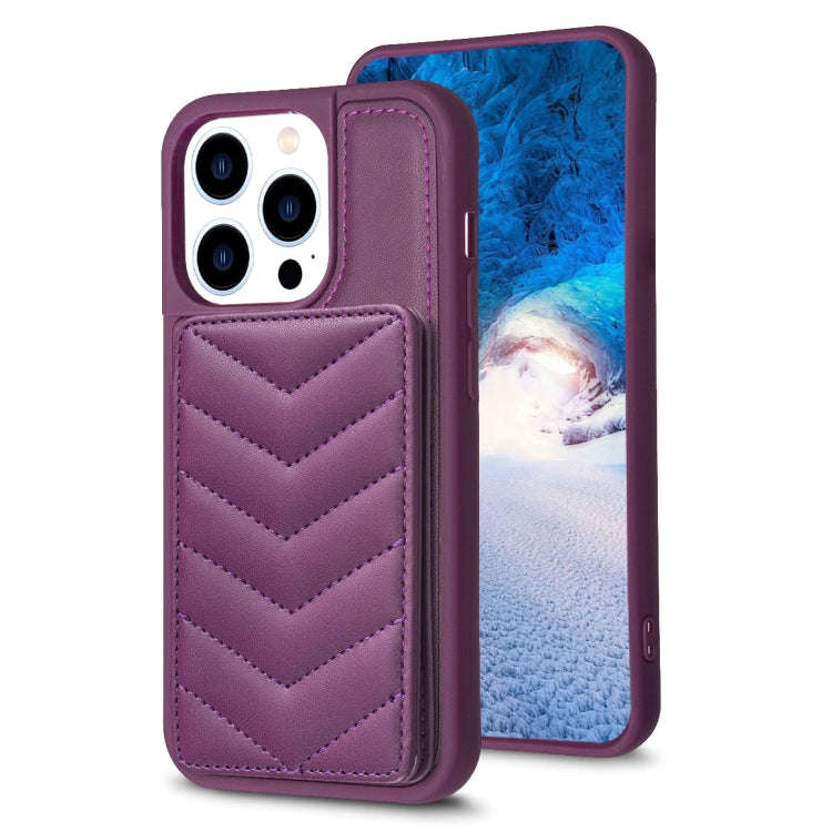 BF26 Wave Pattern Card Bag Holder Phone Case, For iPhone 14 Pro Max, For iPhone 15, For iPhone SE...
