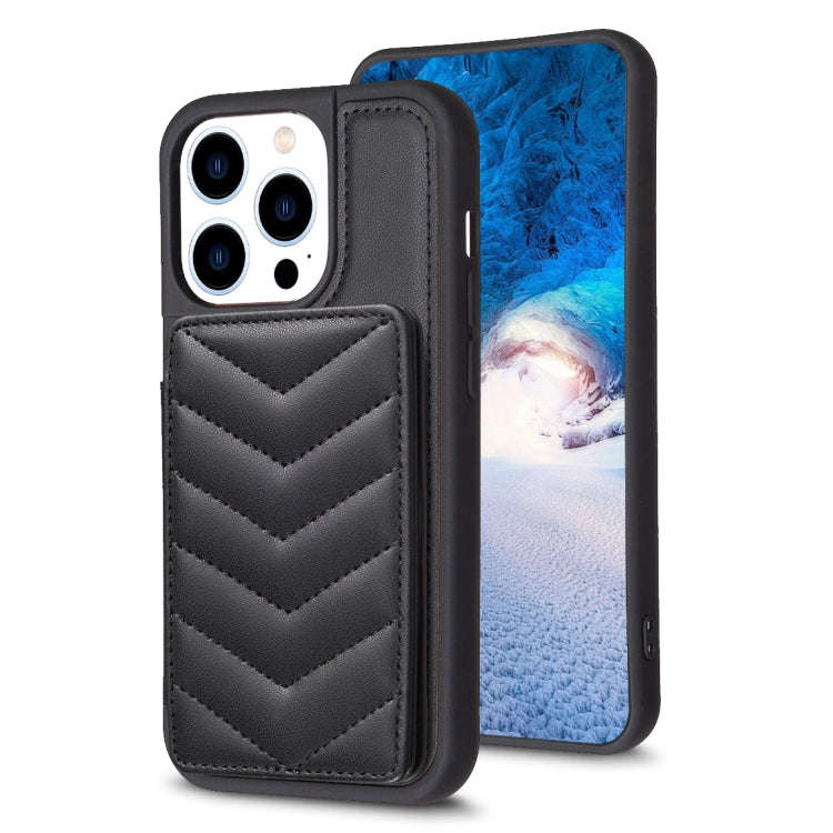 BF26 Wave Pattern Card Bag Holder Phone Case, For iPhone 14 Pro Max, For iPhone 15, For iPhone SE...