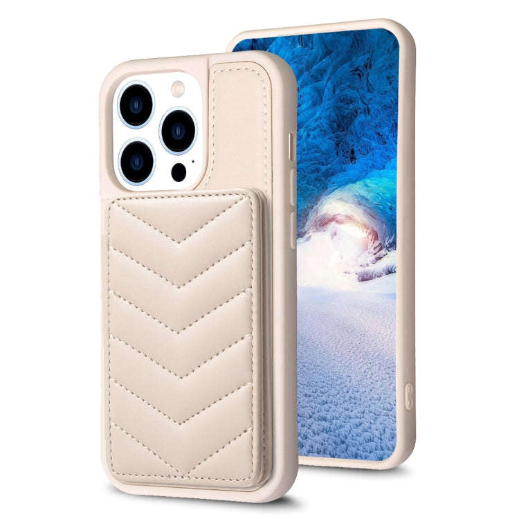 BF26 Wave Pattern Card Bag Holder Phone Case, For iPhone 14 Pro Max, For iPhone 15, For iPhone SE...