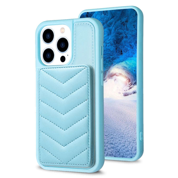 BF26 Wave Pattern Card Bag Holder Phone Case, For iPhone 14 Pro Max, For iPhone 15, For iPhone SE...