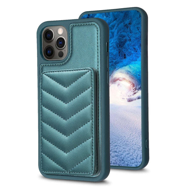 BF26 Wave Pattern Card Bag Holder Phone Case, For iPhone 14 Pro Max, For iPhone 15, For iPhone SE...