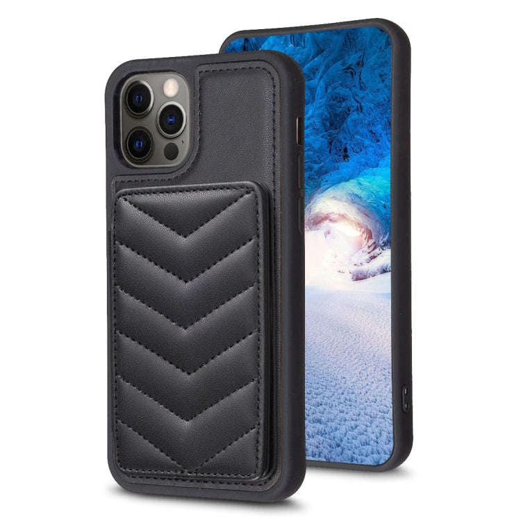 BF26 Wave Pattern Card Bag Holder Phone Case, For iPhone 14 Pro Max, For iPhone 15, For iPhone SE...