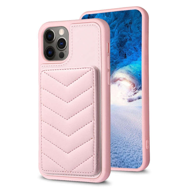 BF26 Wave Pattern Card Bag Holder Phone Case, For iPhone 14 Pro Max, For iPhone 15, For iPhone SE...