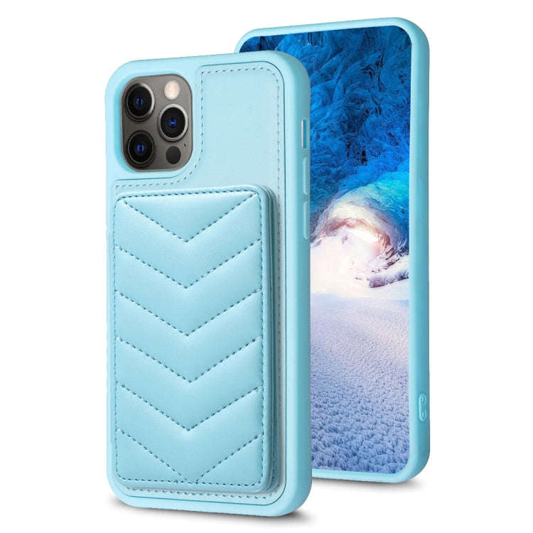 BF26 Wave Pattern Card Bag Holder Phone Case, For iPhone 14 Pro Max, For iPhone 15, For iPhone SE...