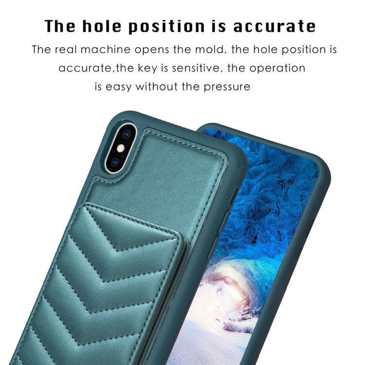 BF26 Wave Pattern Card Bag Holder Phone Case, For iPhone XS Max, For iPhone 8 Plus / 7 Plus