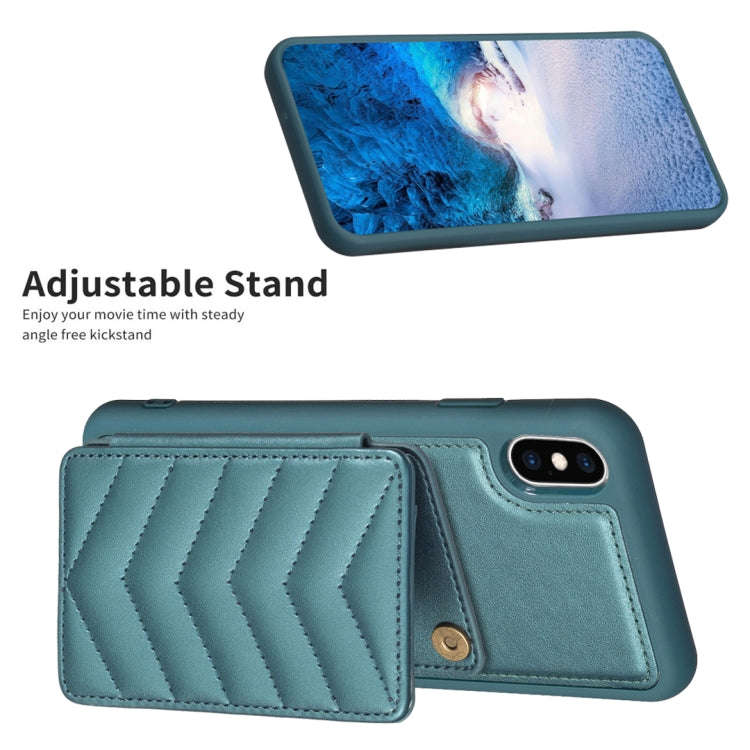 BF26 Wave Pattern Card Bag Holder Phone Case, For iPhone XS Max, For iPhone 8 Plus / 7 Plus