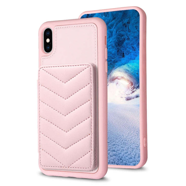 BF26 Wave Pattern Card Bag Holder Phone Case, For iPhone XS Max, For iPhone 8 Plus / 7 Plus
