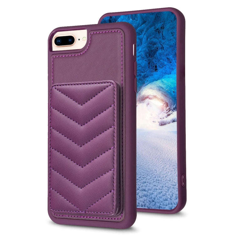 BF26 Wave Pattern Card Bag Holder Phone Case, For iPhone XS Max, For iPhone 8 Plus / 7 Plus