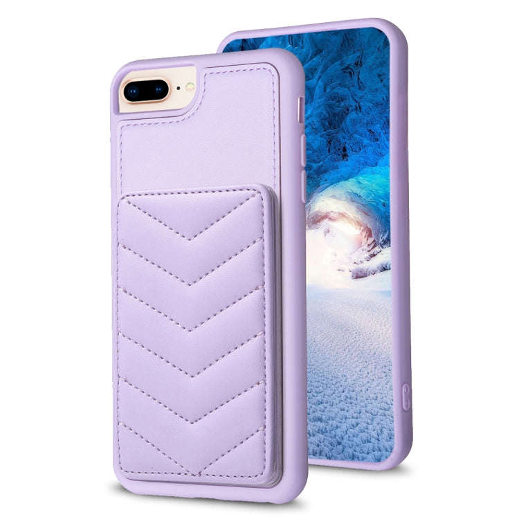 BF26 Wave Pattern Card Bag Holder Phone Case, For iPhone XS Max, For iPhone 8 Plus / 7 Plus