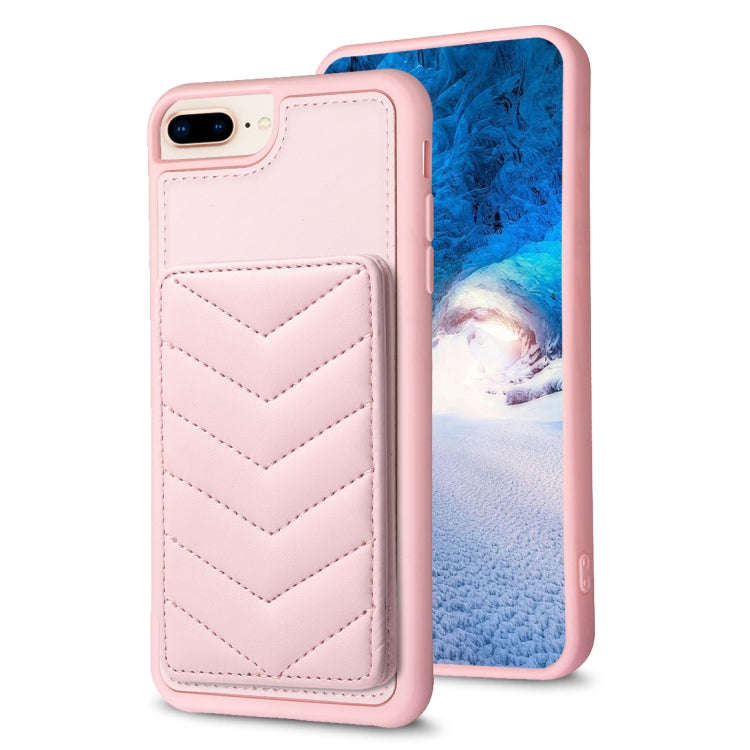BF26 Wave Pattern Card Bag Holder Phone Case, For iPhone XS Max, For iPhone 8 Plus / 7 Plus