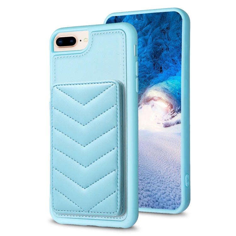 BF26 Wave Pattern Card Bag Holder Phone Case, For iPhone XS Max, For iPhone 8 Plus / 7 Plus