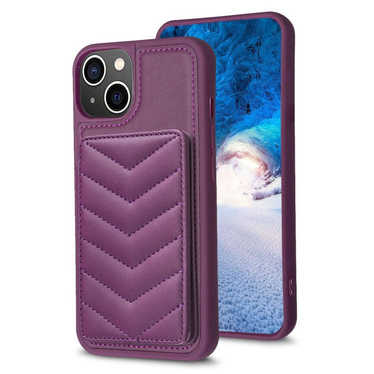 BF26 Wave Pattern Card Bag Holder Phone Case, For iPhone 14 Pro Max, For iPhone 15, For iPhone SE...
