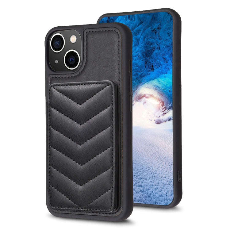 BF26 Wave Pattern Card Bag Holder Phone Case, For iPhone 14 Pro Max, For iPhone 15, For iPhone SE...