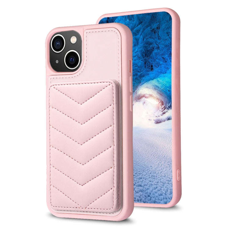 BF26 Wave Pattern Card Bag Holder Phone Case, For iPhone 14 Pro Max, For iPhone 15, For iPhone SE...