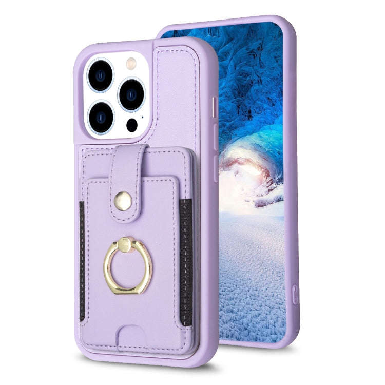 BF27 Metal Ring Card Bag Holder Phone Case, For iPhone 15 Pro Max, For iPhone 14 Plus, For iPhone...