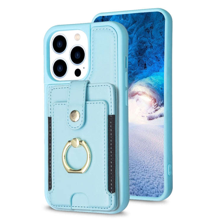 BF27 Metal Ring Card Bag Holder Phone Case, For iPhone 15 Pro Max, For iPhone 14 Plus, For iPhone...