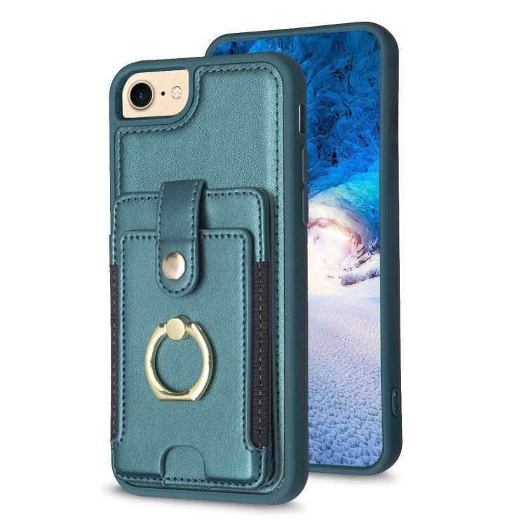 BF27 Metal Ring Card Bag Holder Phone Case, For iPhone 15, For iPhone 14 Pro Max, For iPhone SE 2...