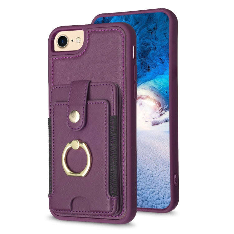 BF27 Metal Ring Card Bag Holder Phone Case, For iPhone 15, For iPhone 14 Pro Max, For iPhone SE 2...