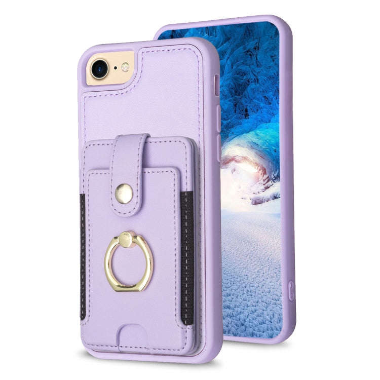 BF27 Metal Ring Card Bag Holder Phone Case, For iPhone 15, For iPhone 14 Pro Max, For iPhone SE 2...