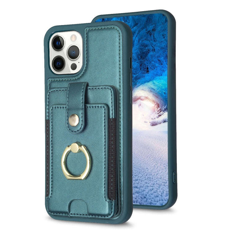 BF27 Metal Ring Card Bag Holder Phone Case, For iPhone 12 Pro Max, For iPhone 11 Pro Max, For iPh...