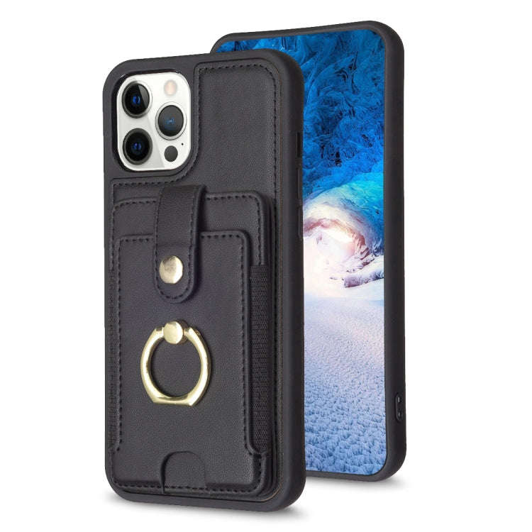 BF27 Metal Ring Card Bag Holder Phone Case, For iPhone 12 Pro Max, For iPhone 11 Pro Max, For iPh...