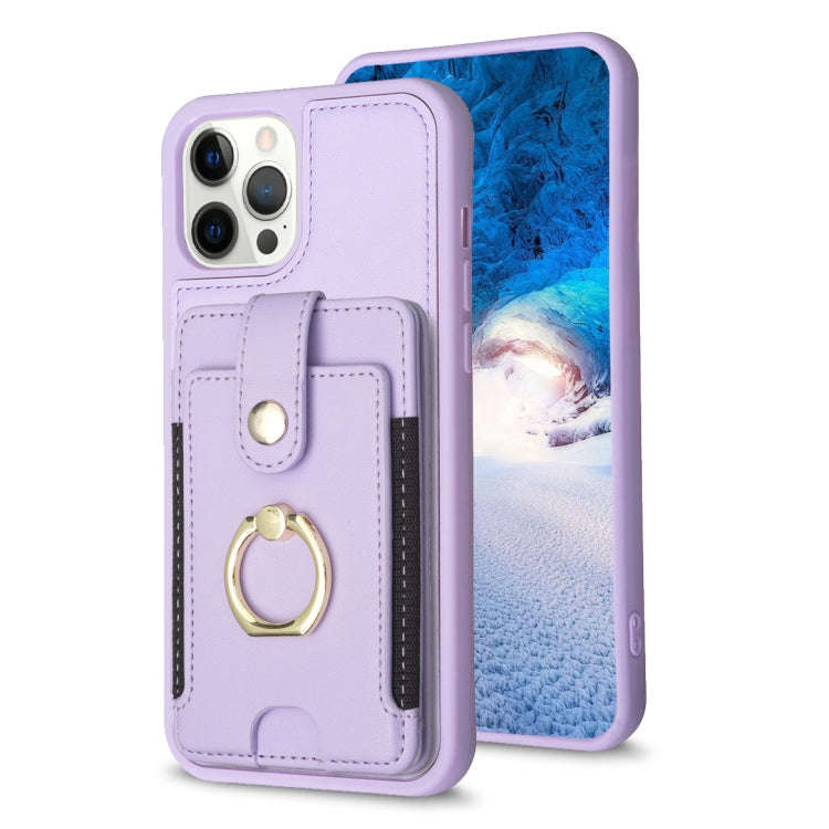 BF27 Metal Ring Card Bag Holder Phone Case, For iPhone 12 Pro Max, For iPhone 11 Pro Max, For iPh...