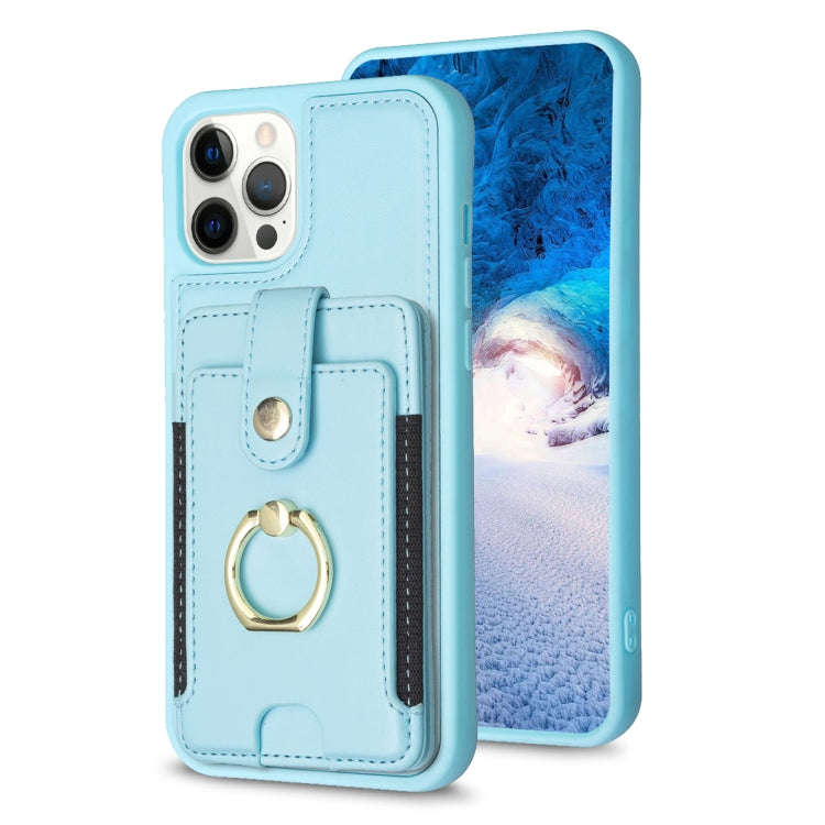 BF27 Metal Ring Card Bag Holder Phone Case, For iPhone 12 Pro Max, For iPhone 11 Pro Max, For iPh...