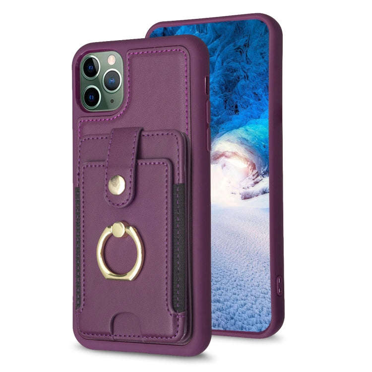 BF27 Metal Ring Card Bag Holder Phone Case, For iPhone 12 Pro Max, For iPhone 11 Pro Max, For iPh...