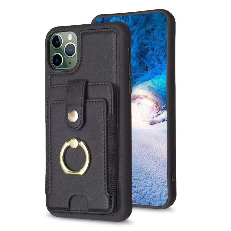 BF27 Metal Ring Card Bag Holder Phone Case, For iPhone 12 Pro Max, For iPhone 11 Pro Max, For iPh...