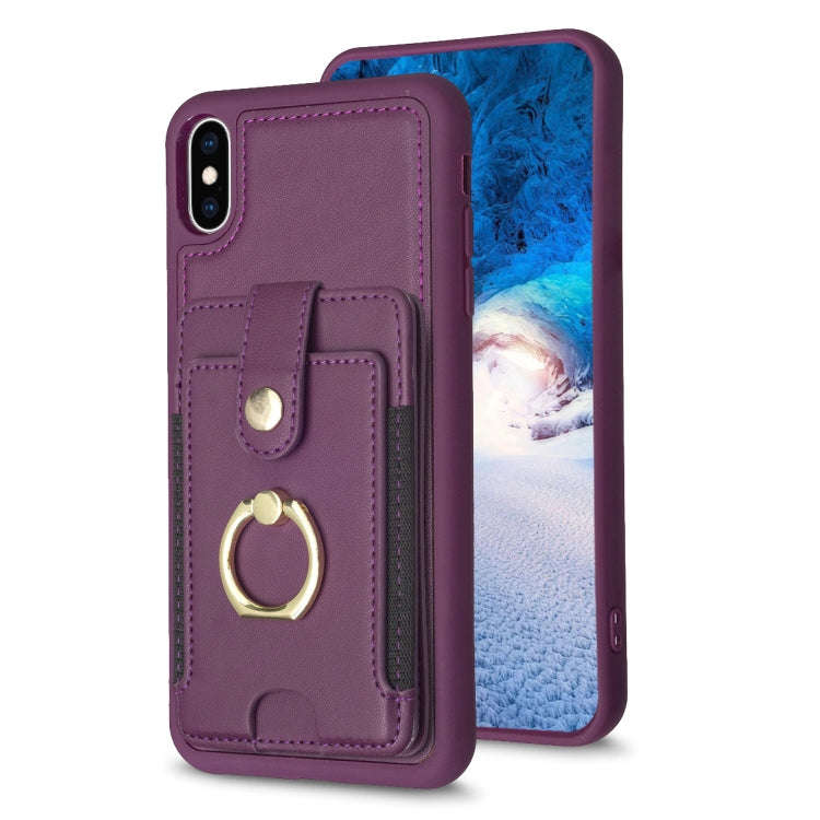 BF27 Metal Ring Card Bag Holder Phone Case, For iPhone 12 Pro Max, For iPhone 11 Pro Max, For iPh...
