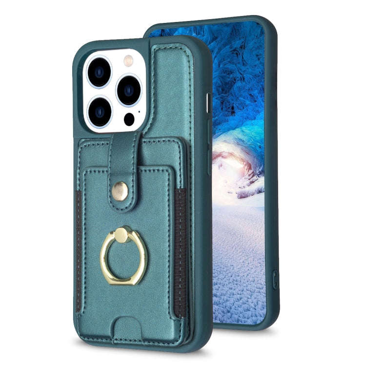 BF27 Metal Ring Card Bag Holder Phone Case, For iPhone 15 Pro Max, For iPhone 14 Plus, For iPhone...
