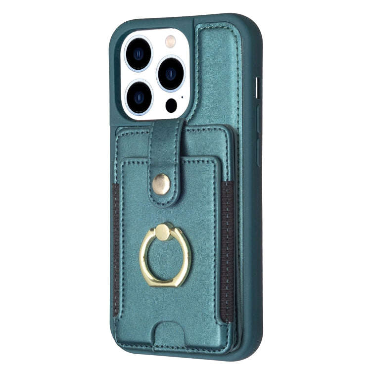 BF27 Metal Ring Card Bag Holder Phone Case, For iPhone 15 Pro Max, For iPhone 14 Plus, For iPhone...
