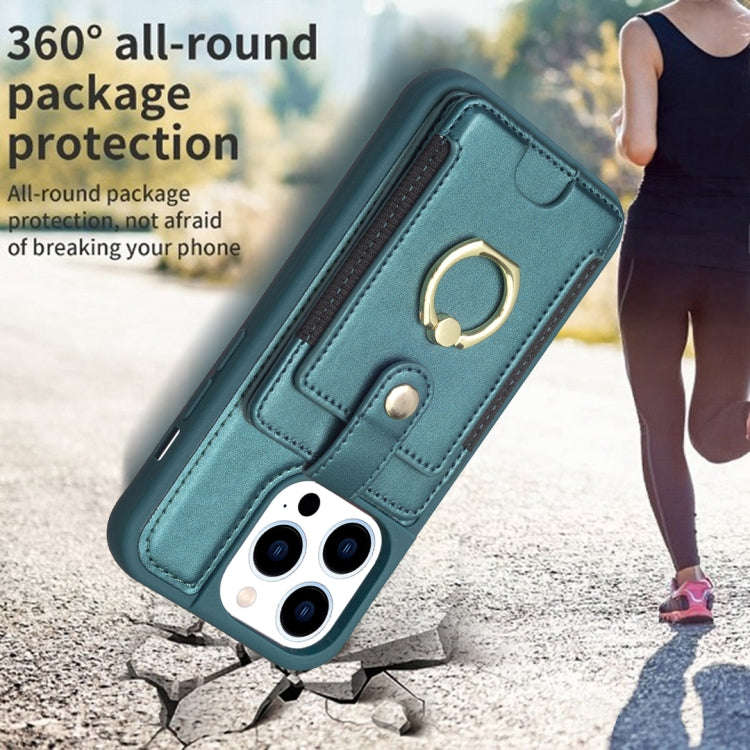BF27 Metal Ring Card Bag Holder Phone Case, For iPhone 15 Pro Max, For iPhone 14 Plus, For iPhone...