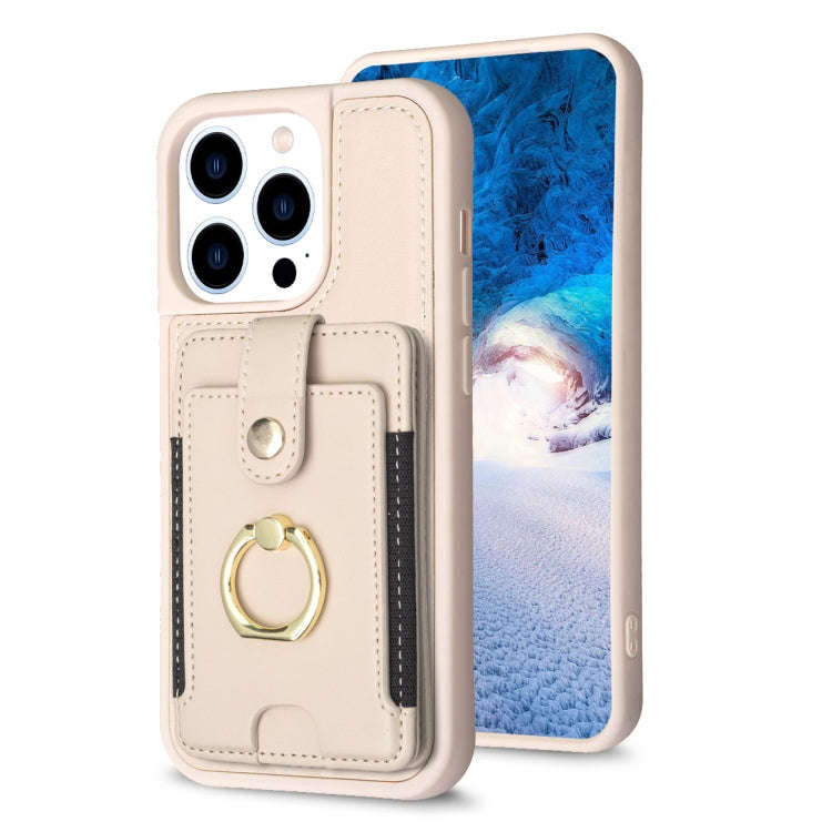 BF27 Metal Ring Card Bag Holder Phone Case, For iPhone 15 Pro Max, For iPhone 14 Plus, For iPhone...