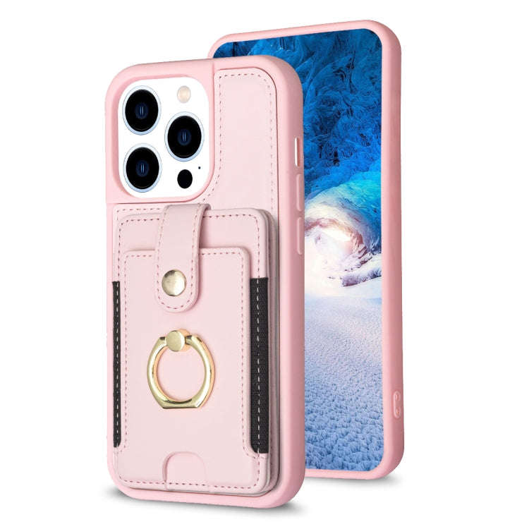 BF27 Metal Ring Card Bag Holder Phone Case, For iPhone 15 Pro Max, For iPhone 14 Plus, For iPhone...