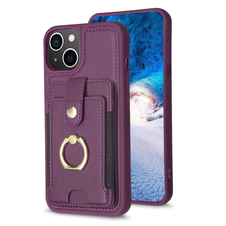 BF27 Metal Ring Card Bag Holder Phone Case, For iPhone 15 Pro Max, For iPhone 14 Plus, For iPhone...