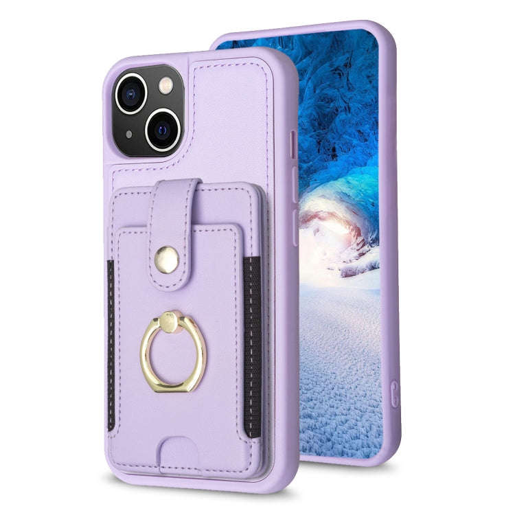 BF27 Metal Ring Card Bag Holder Phone Case, For iPhone 15 Pro Max, For iPhone 14 Plus, For iPhone...