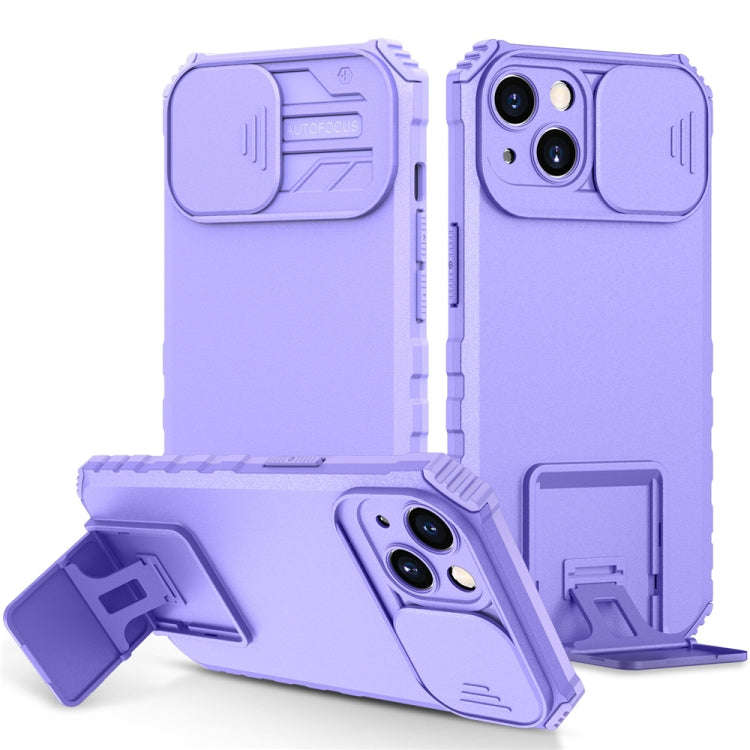 Stereoscopic Holder Sliding Camshield Phone Case, For iPhone 15 Plus, For iPhone 15