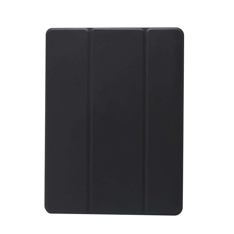 3-folding Electric Pressed Skin Texture Horizontal Flip Shockproof Transparent TPU + PU Leather C...
