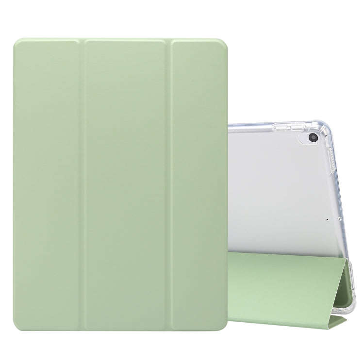 3-folding Electric Pressed Skin Texture Horizontal Flip Shockproof Transparent TPU + PU Leather C...
