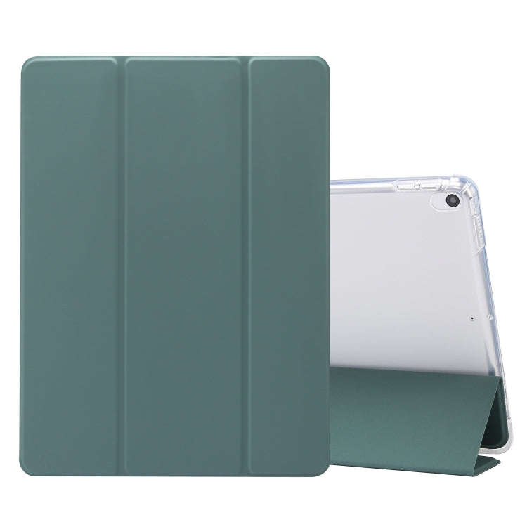 3-folding Electric Pressed Skin Texture Horizontal Flip Shockproof Transparent TPU + PU Leather C...