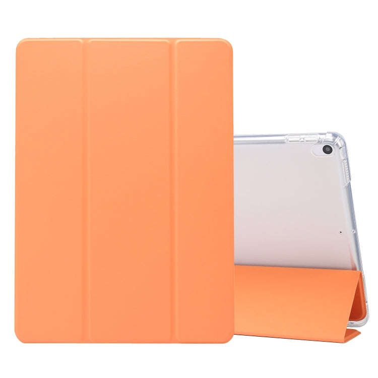3-folding Electric Pressed Skin Texture Horizontal Flip Shockproof Transparent TPU + PU Leather C...