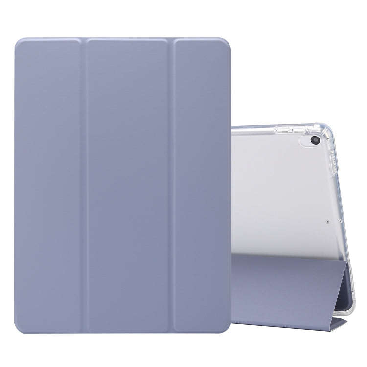 3-folding Electric Pressed Skin Texture Horizontal Flip Shockproof Transparent TPU + PU Leather C...