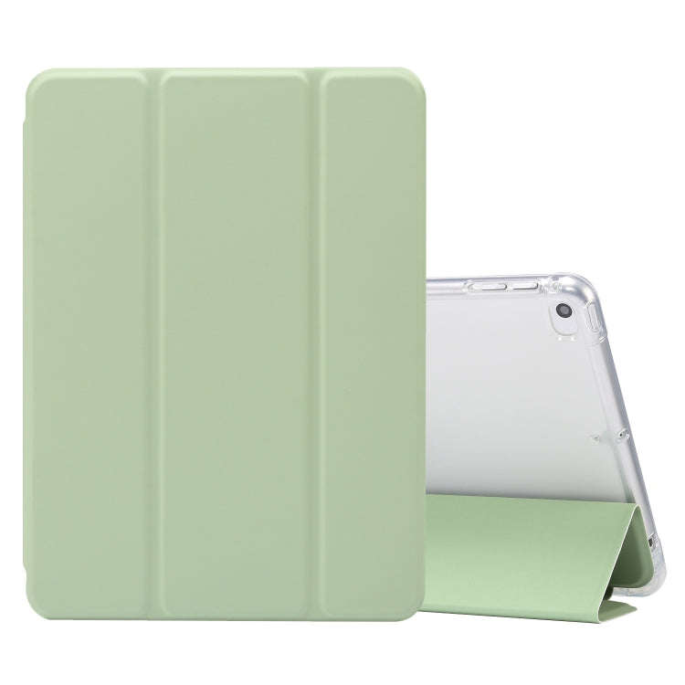3-folding Electric Pressed Skin Texture Horizontal Flip Shockproof Transparent TPU + PU Leather C...