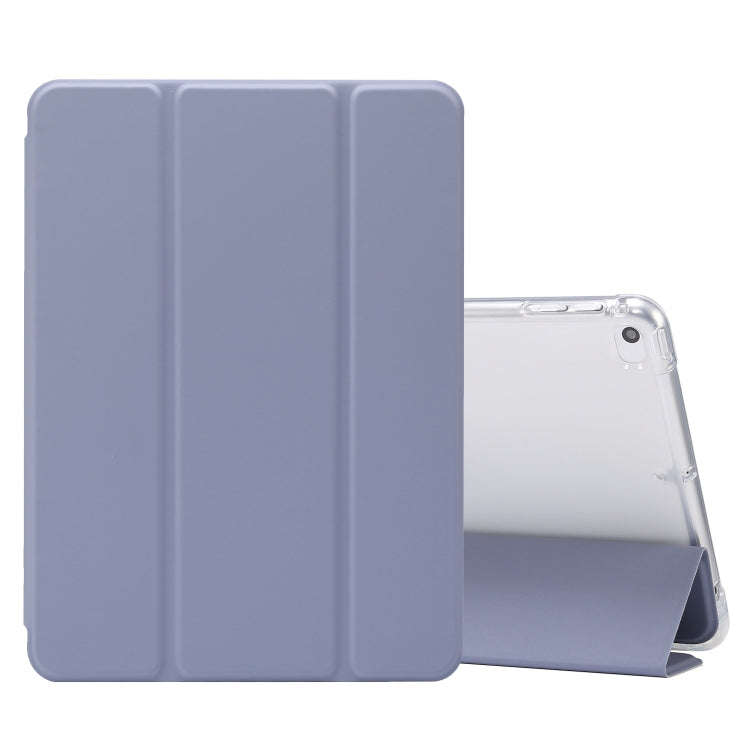 3-folding Electric Pressed Skin Texture Horizontal Flip Shockproof Transparent TPU + PU Leather C...